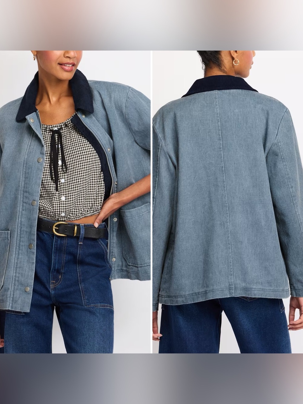 Bagatelle Collection Denim/Corduroy Barn Jacket | Chore Utility Equestrian Ranch - Picture 16 of 16